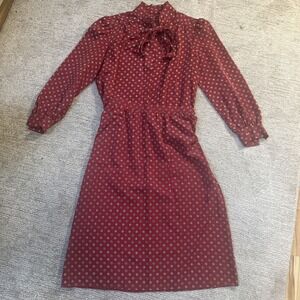 Vintage 80's SASSON Bow Blouse  & Midi Skirt Set Size 12/13 OFFICE EUC